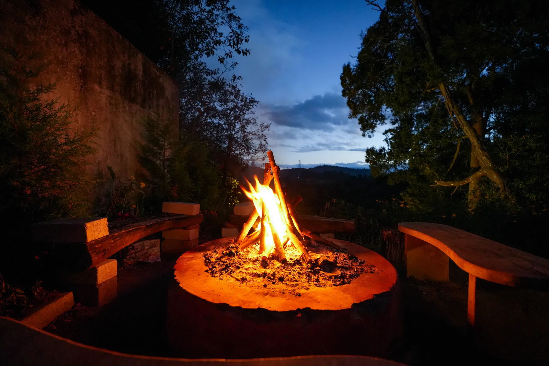 The bonfire at blue hour
